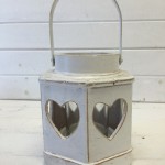 White wooden heart lantern