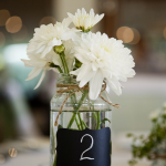 Jam jar with chalk board table number